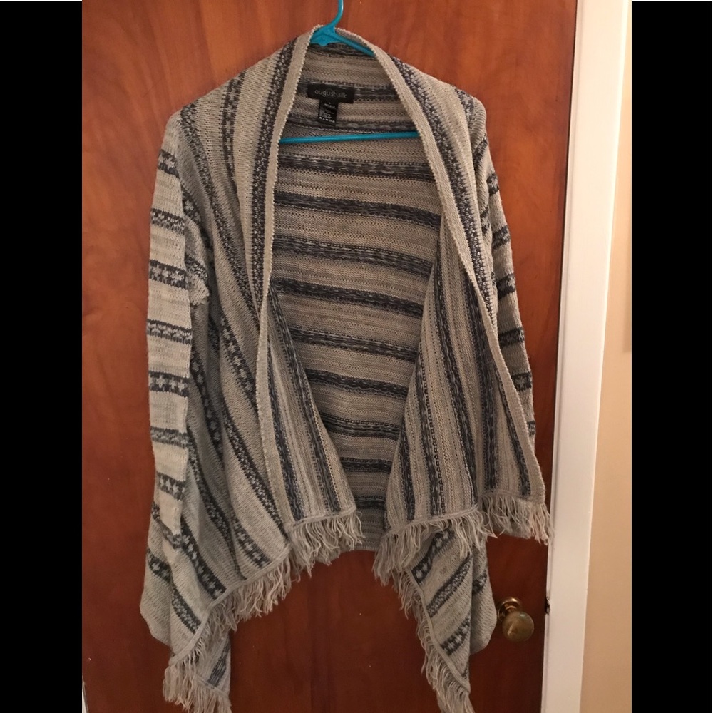 Gray fringed sweater